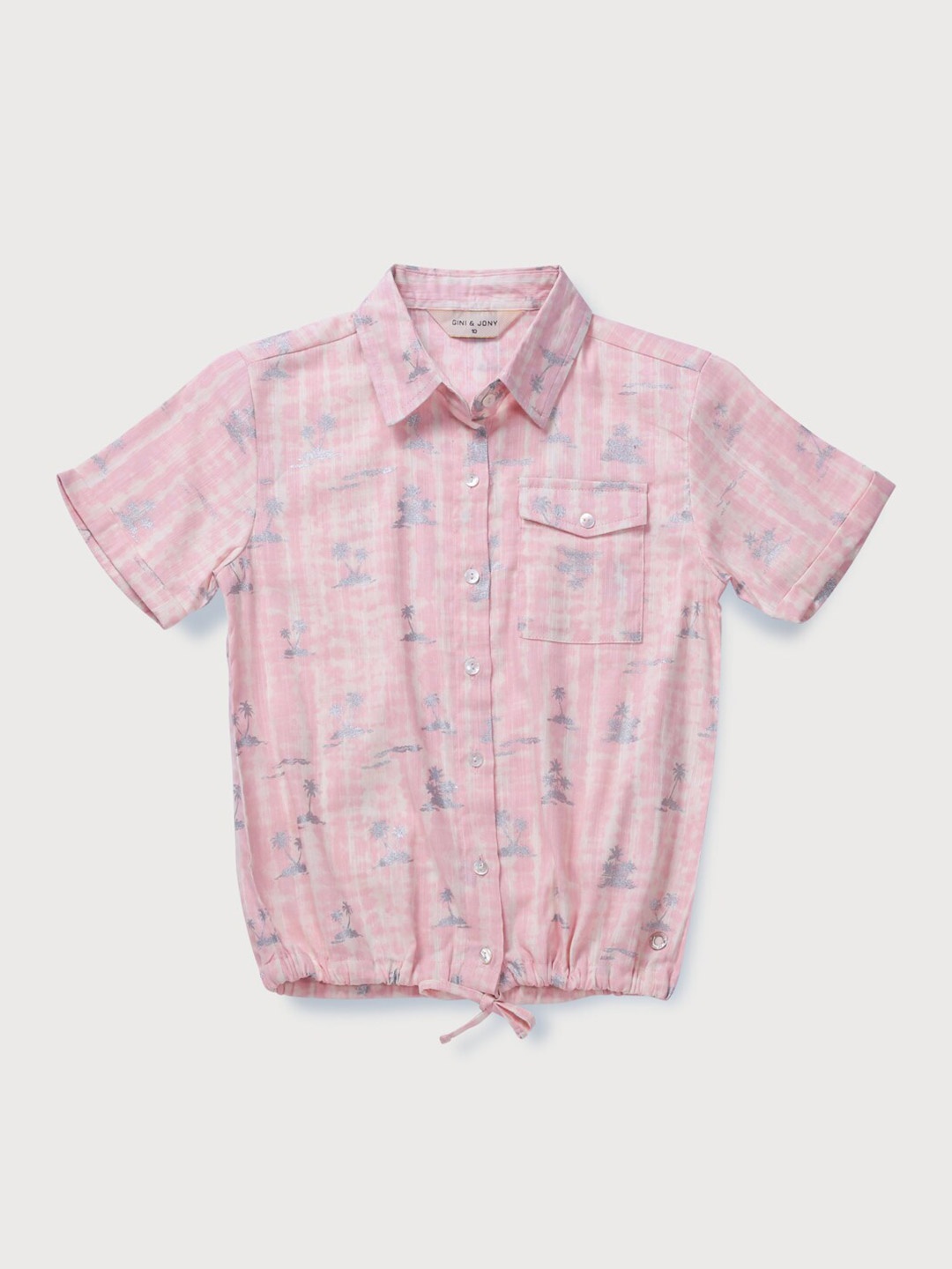 

Gini and Jony Pink & White Tie and Dye Shirt Style Top