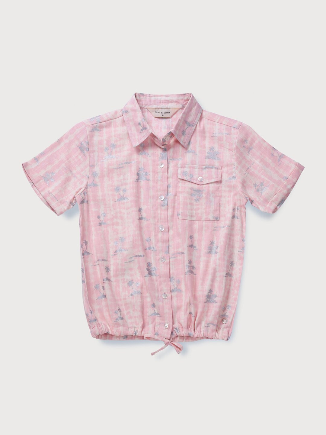 

Gini and Jony Girls Pink & White Tie and Dye Shirt Style Top