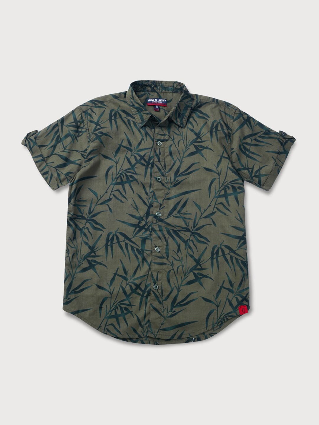 

Gini and Jony Boys Olive Green Classic Printed Casual Shirt