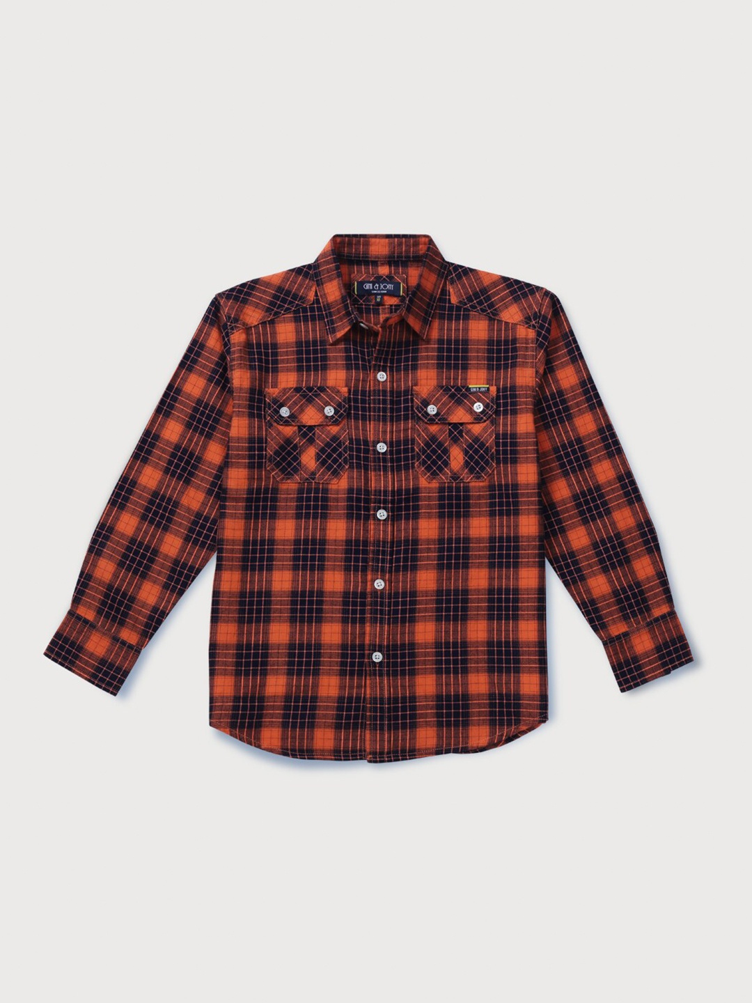 

Gini and Jony Boys Orange Classic Tartan Checked Casual Shirt