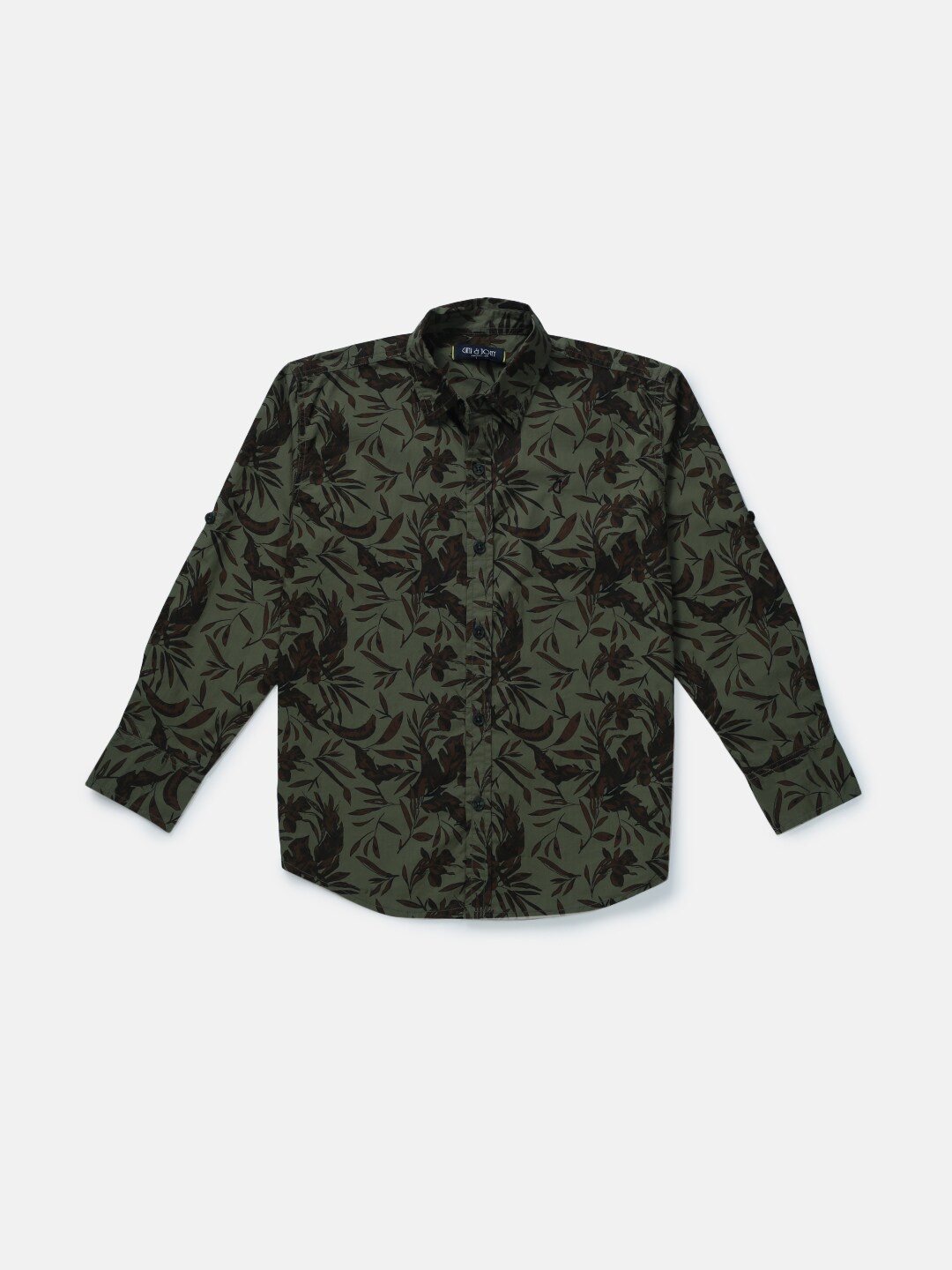 

Gini and Jony Boys Olive Green Classic Floral Printed Casual Shirt