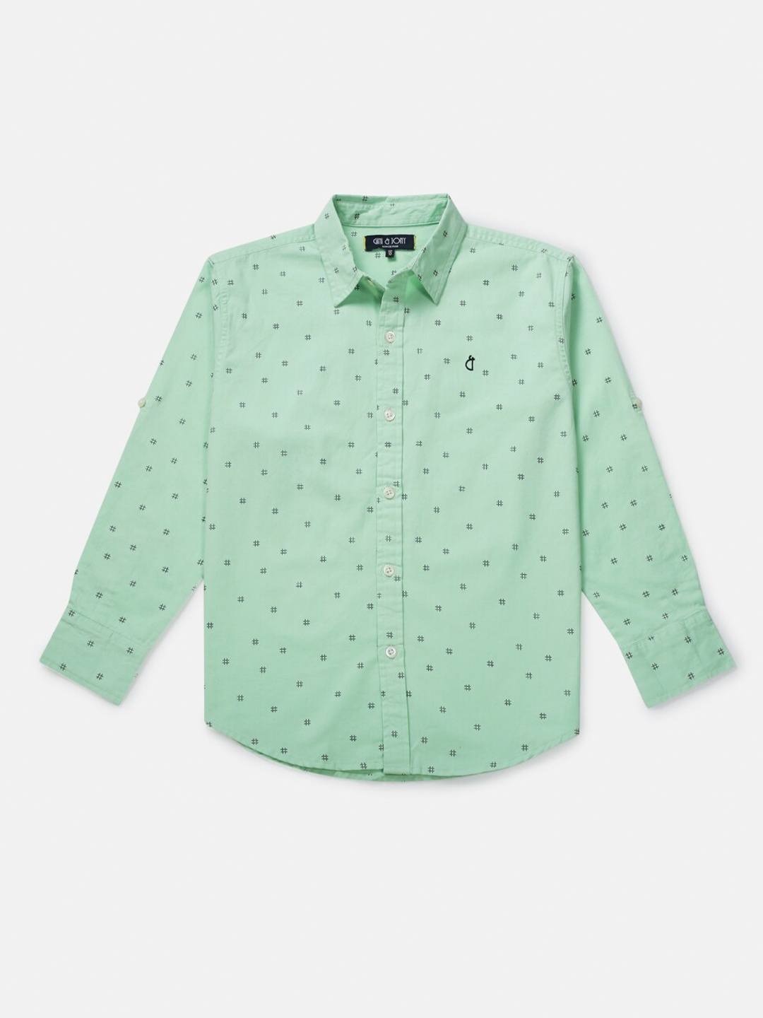 

Gini and Jony Boys Green Classic Printed Casual Shirt