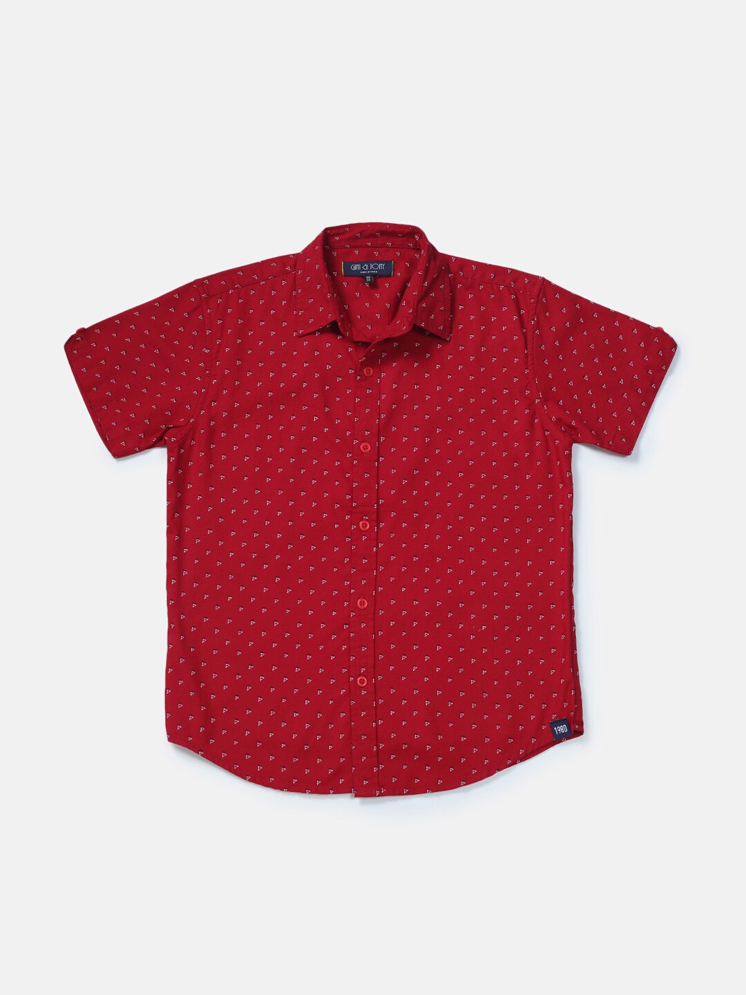 

Gini and Jony Boys Red Classic Printed Casual Shirt