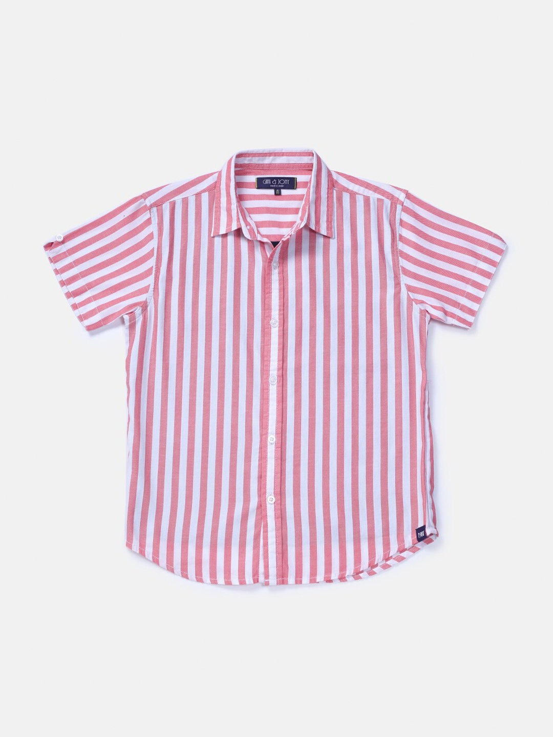 

Gini and Jony Boys Pink Classic Striped Casual Shirt