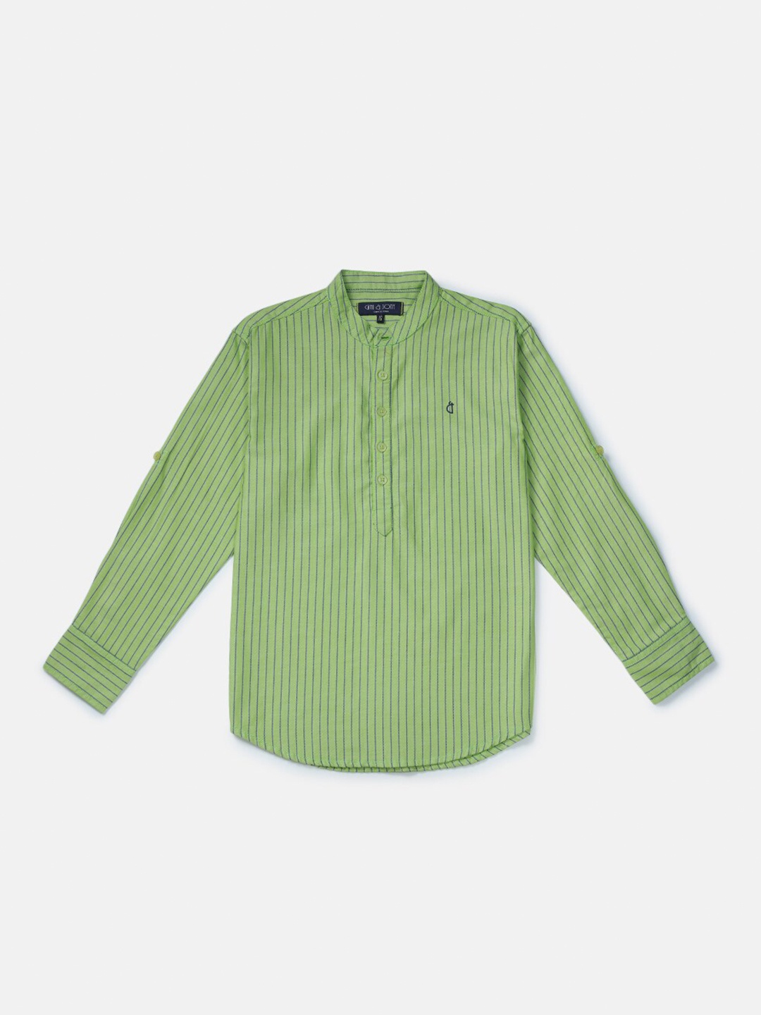 

Gini and Jony Boys Green Classic Striped Casual Shirt