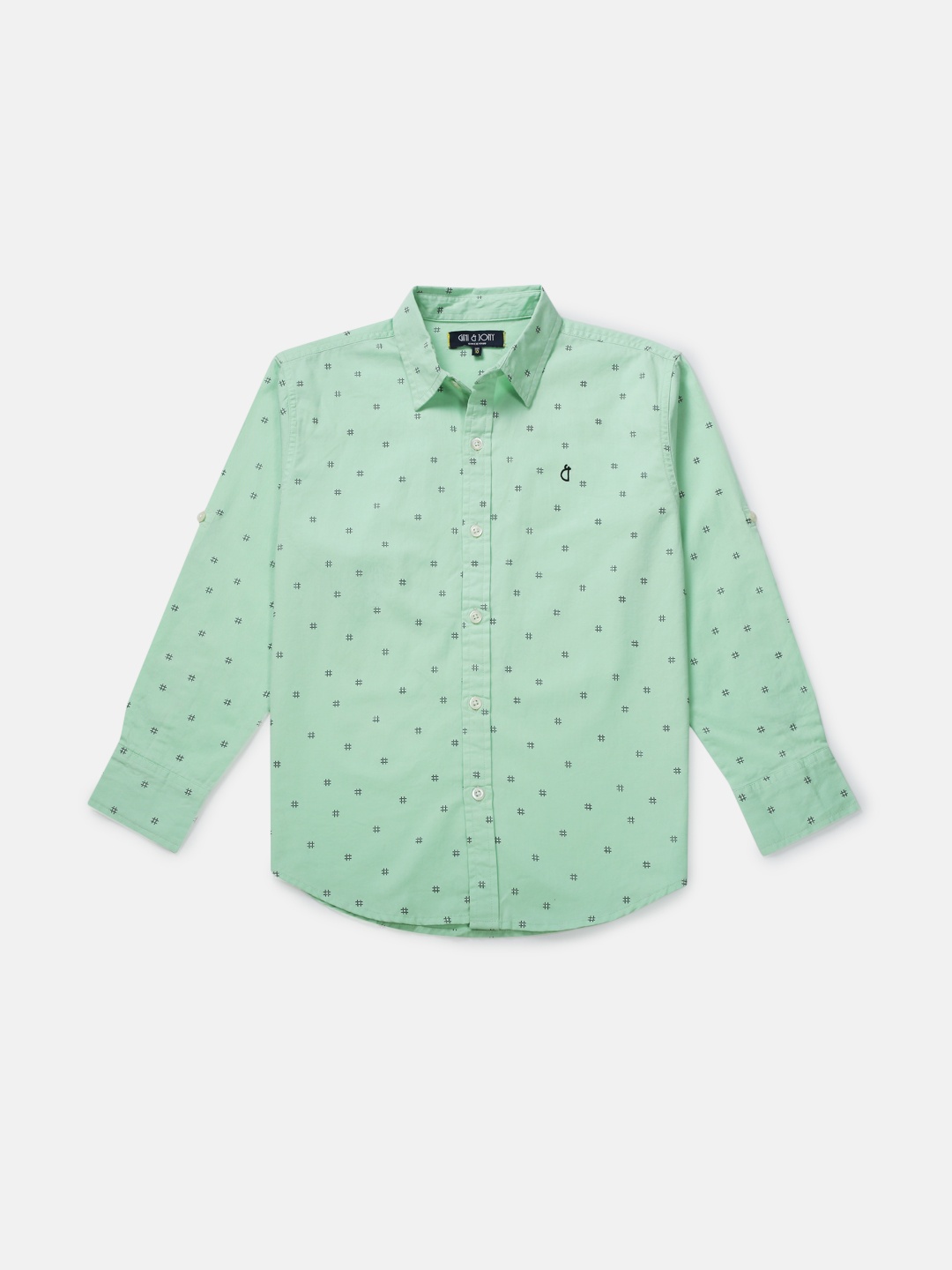 

Gini and Jony Boys Green Classic Printed Casual Shirt
