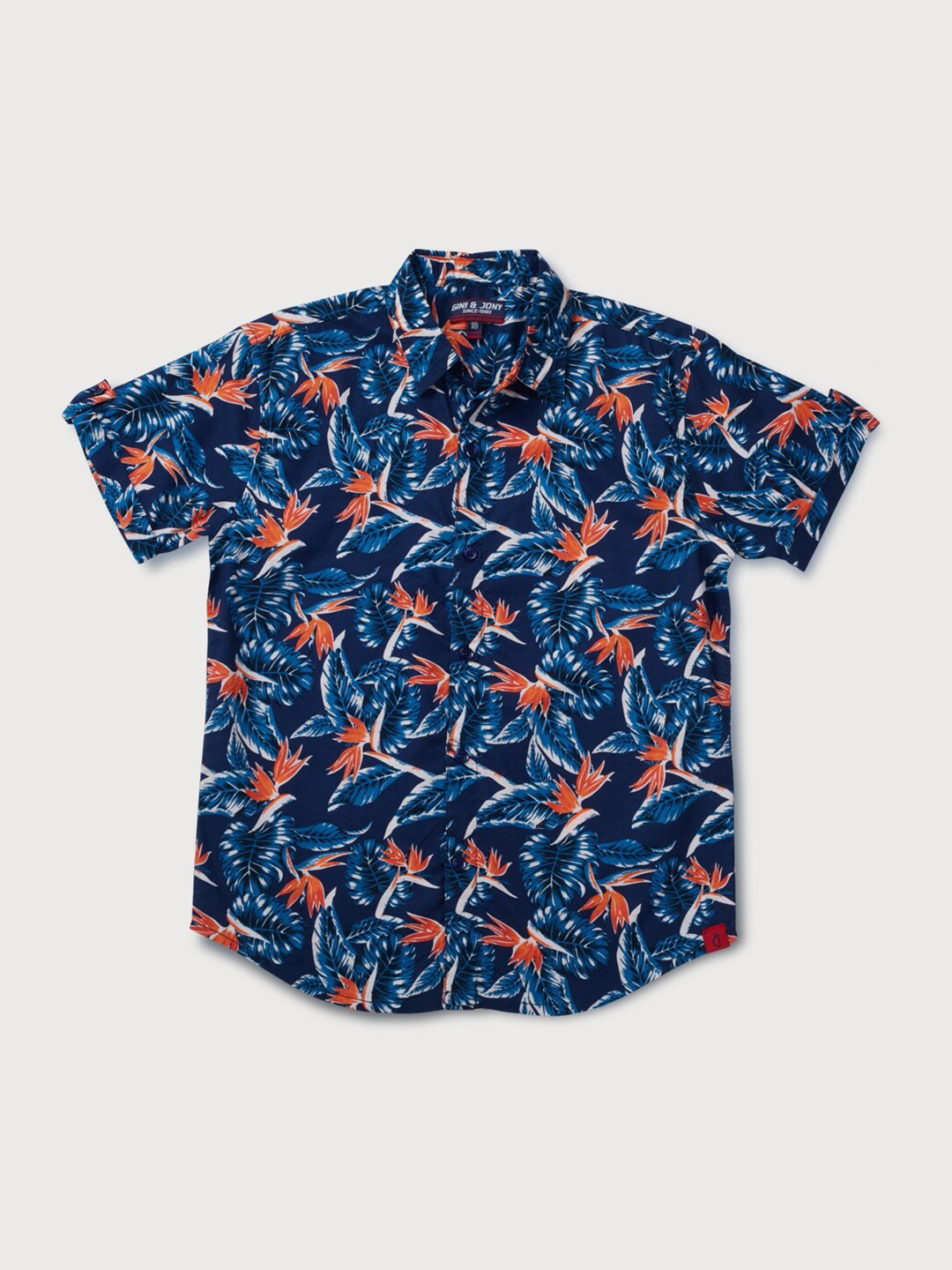 

Gini and Jony Boys Blue Classic Floral Printed Casual Shirt
