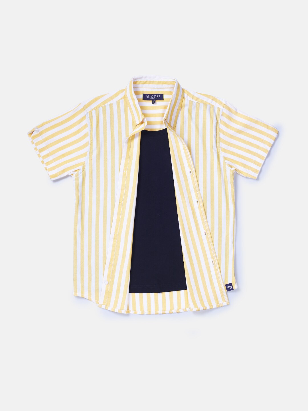 

Gini and Jony Boys Yellow Classic Striped Casual Shirt
