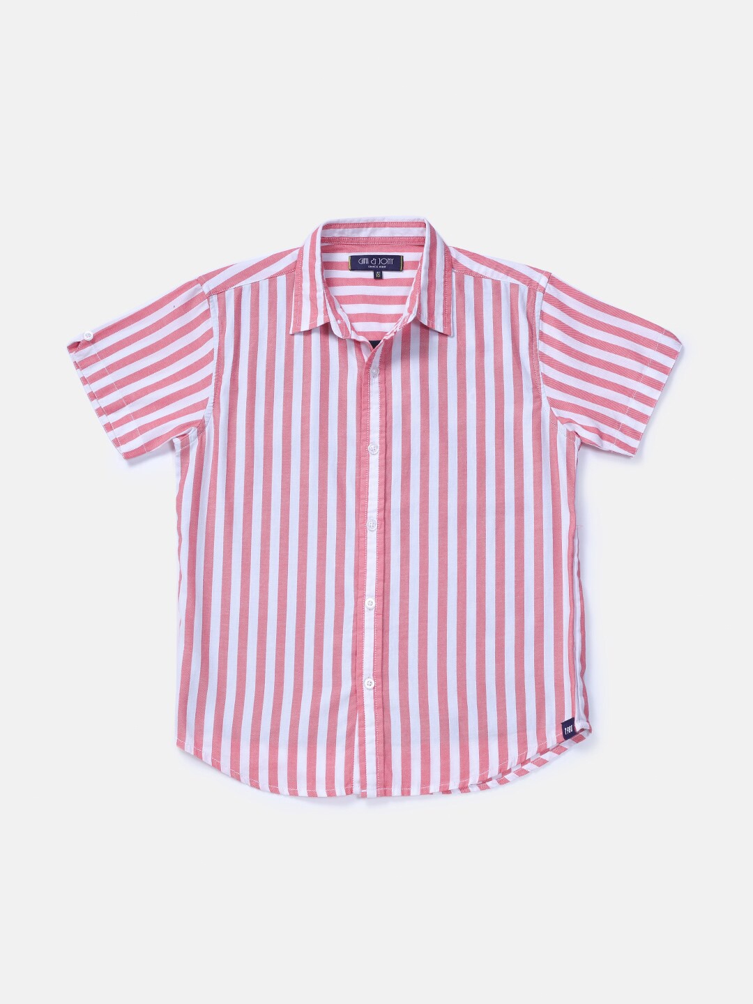 

Gini and Jony Boys Pink Classic Striped Casual Shirt