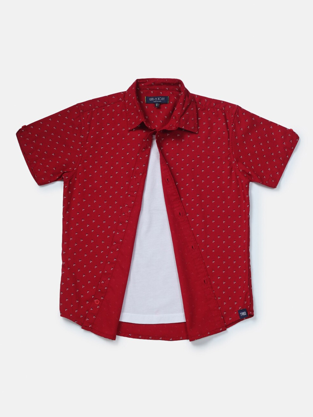 

Gini and Jony Boys Red Classic Printed Casual Shirt