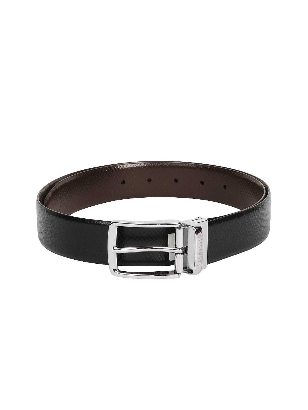 

Van Heusen Men Black Textured Leather Belt