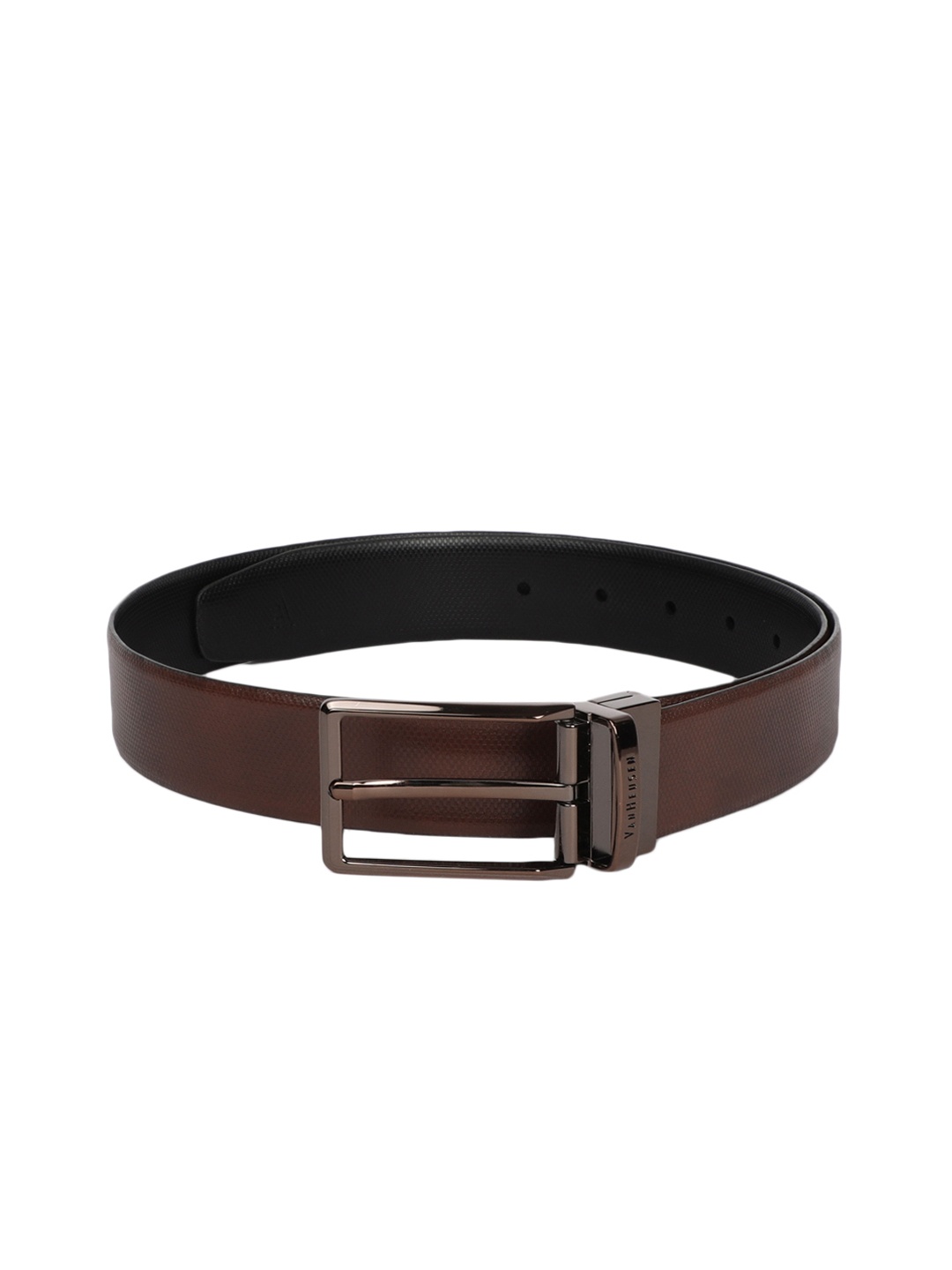 

Van Heusen Men Brown & Black Textured Reversible Leather Belt