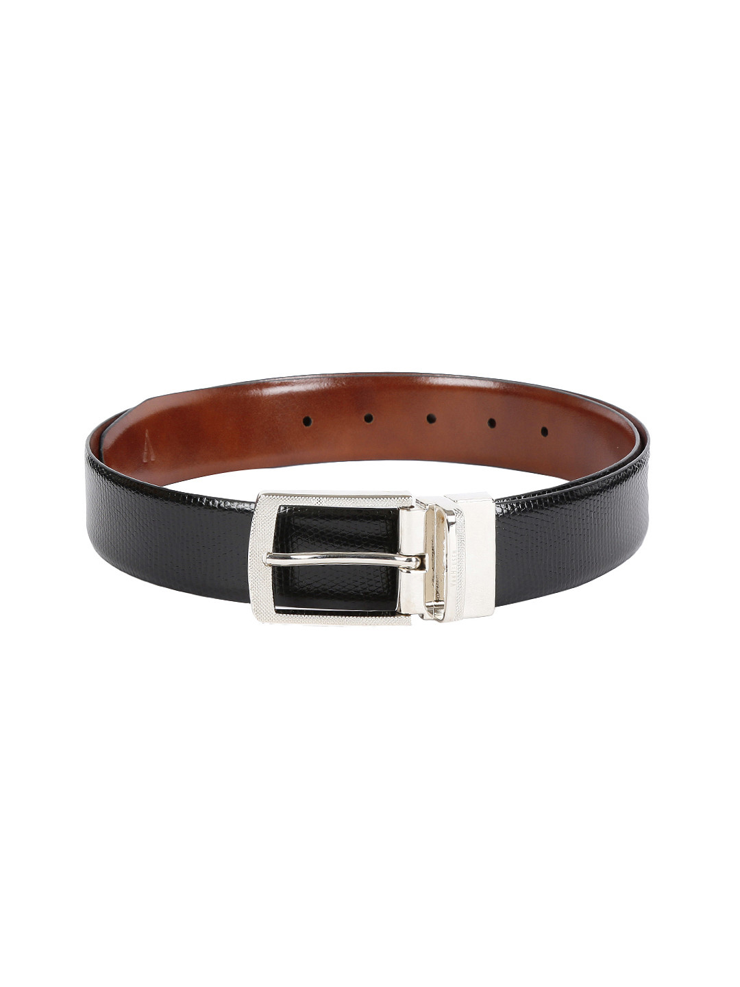 

Van Heusen Men Black Textured Leather Belt