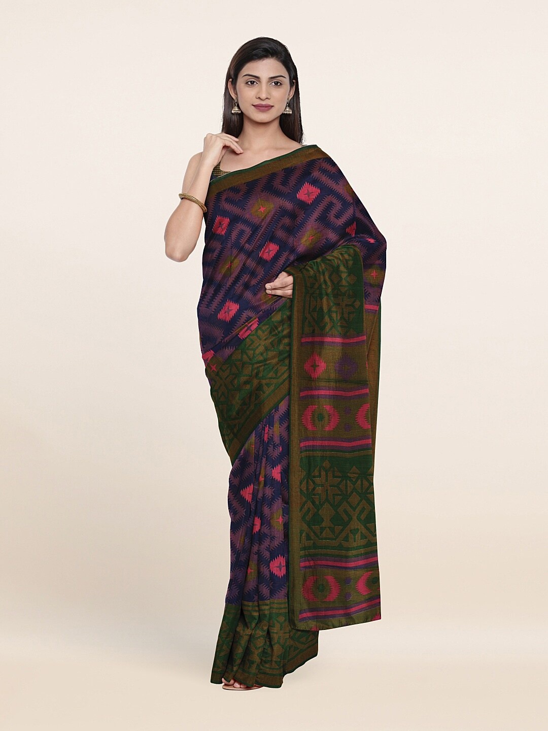 

Pothys Blue & Green Printed Saree