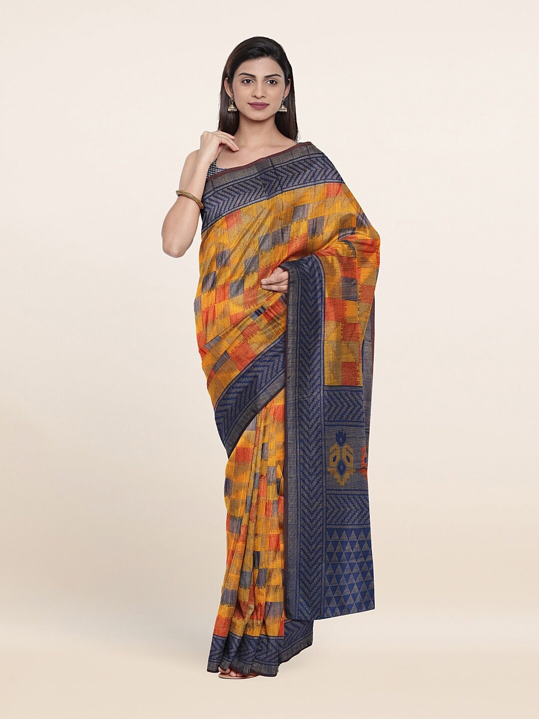 

Pothys Yellow & Blue Saree