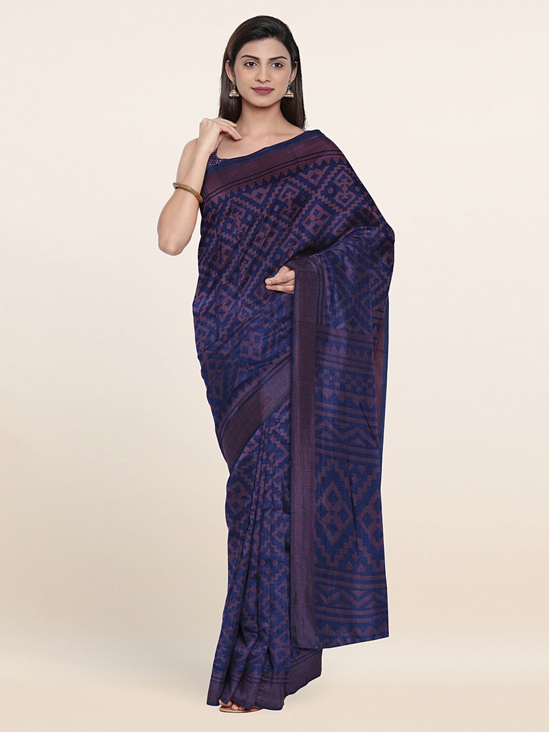 

Pothys Navy Blue Printed Saree