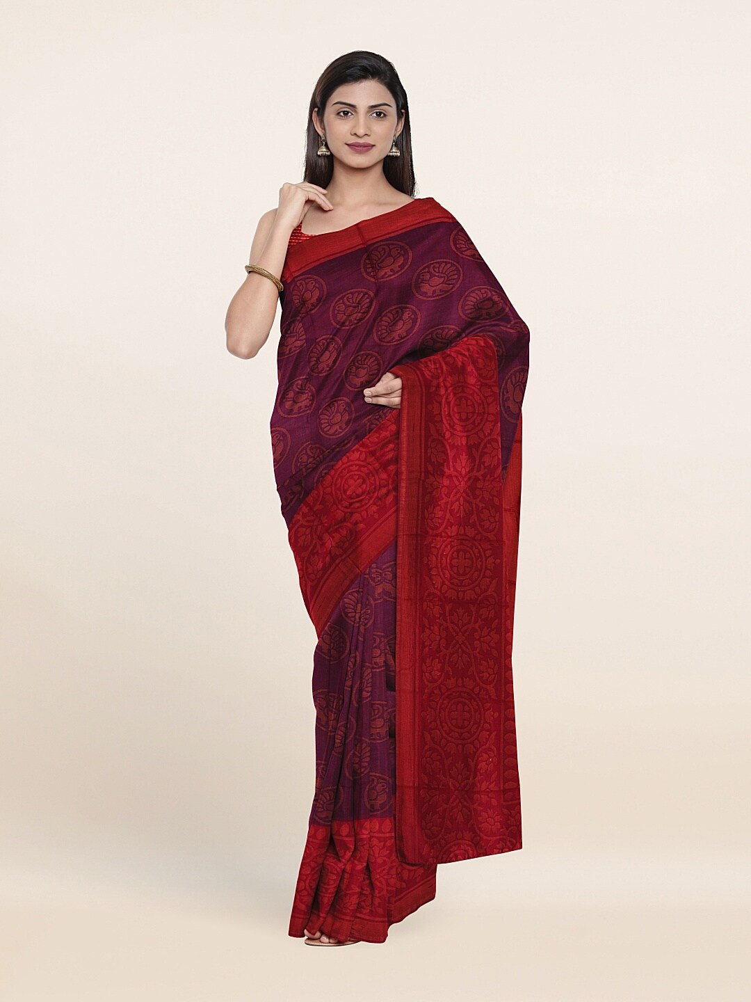 

Pothys Purple & Red Printed Saree