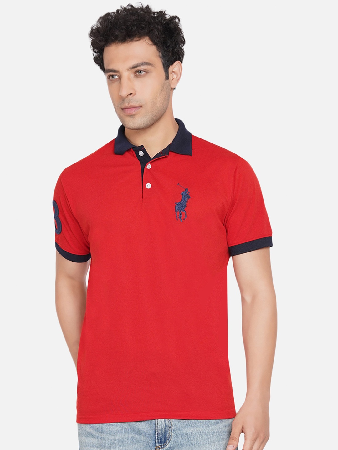 

Dais Men Red Polo Collar T-shirt
