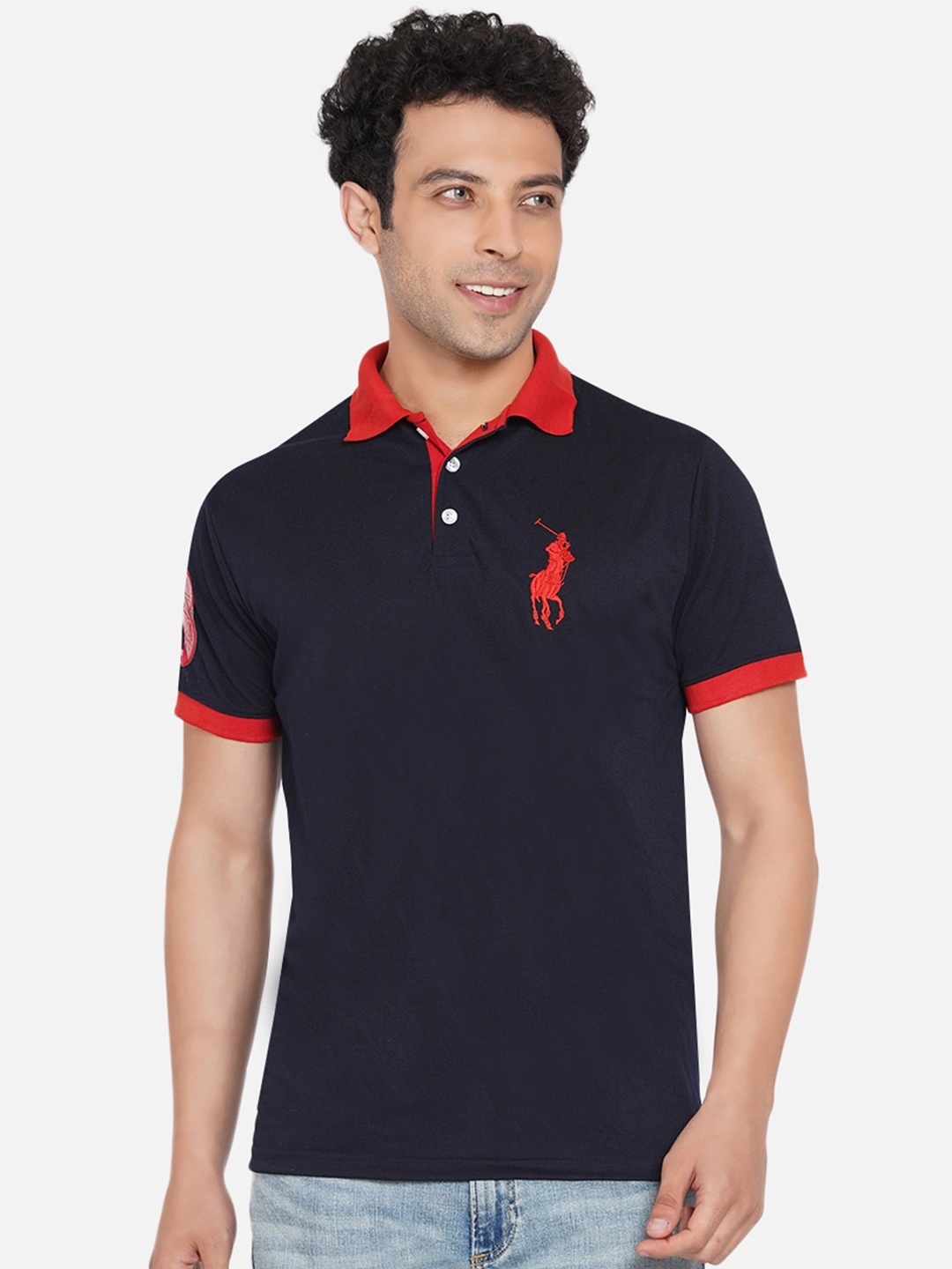 

Dais Men Navy Blue Polo Collar T-shirt