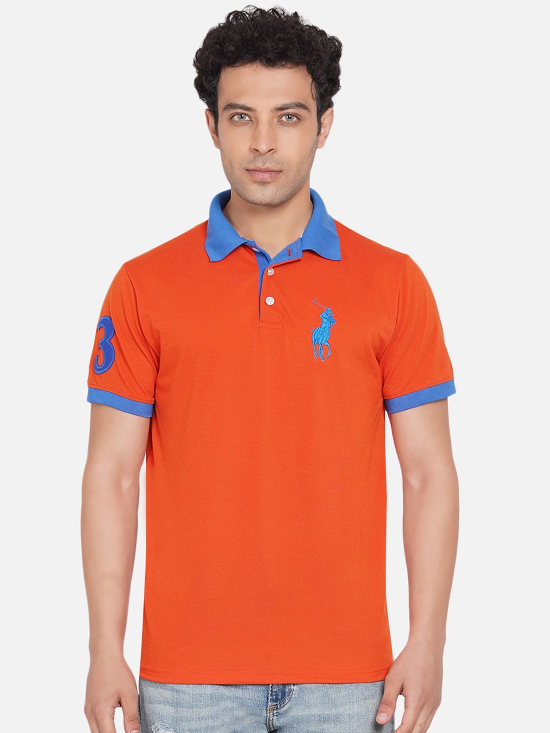 

Dais Men Orange Polo Collar T-shirt