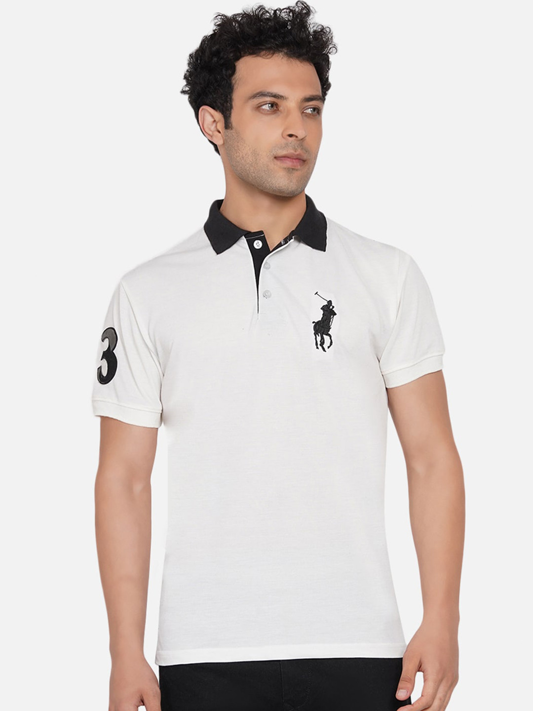 

Dais Men White Polo Collar T-shirt