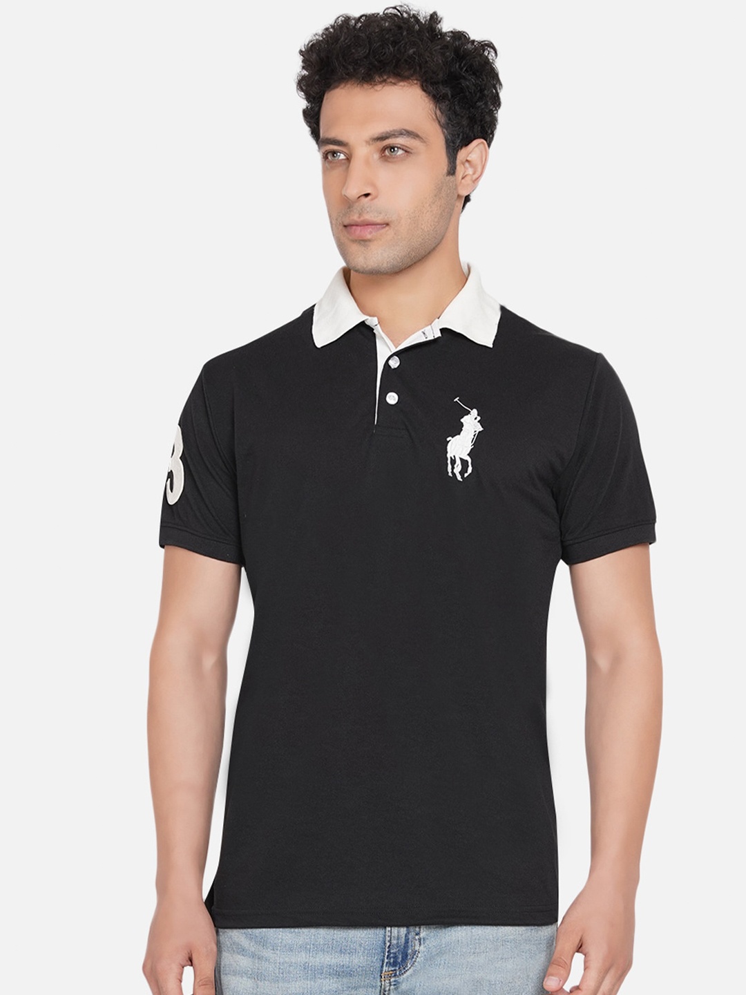 

Dais Men Black Polo Collar T-shirt