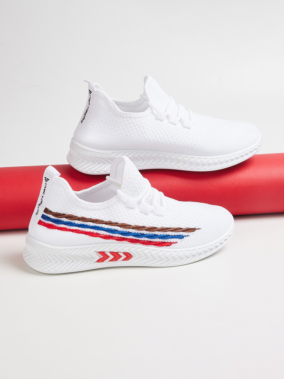 

Fame Forever by Lifestyle Boys White Woven Design PU Sneakers