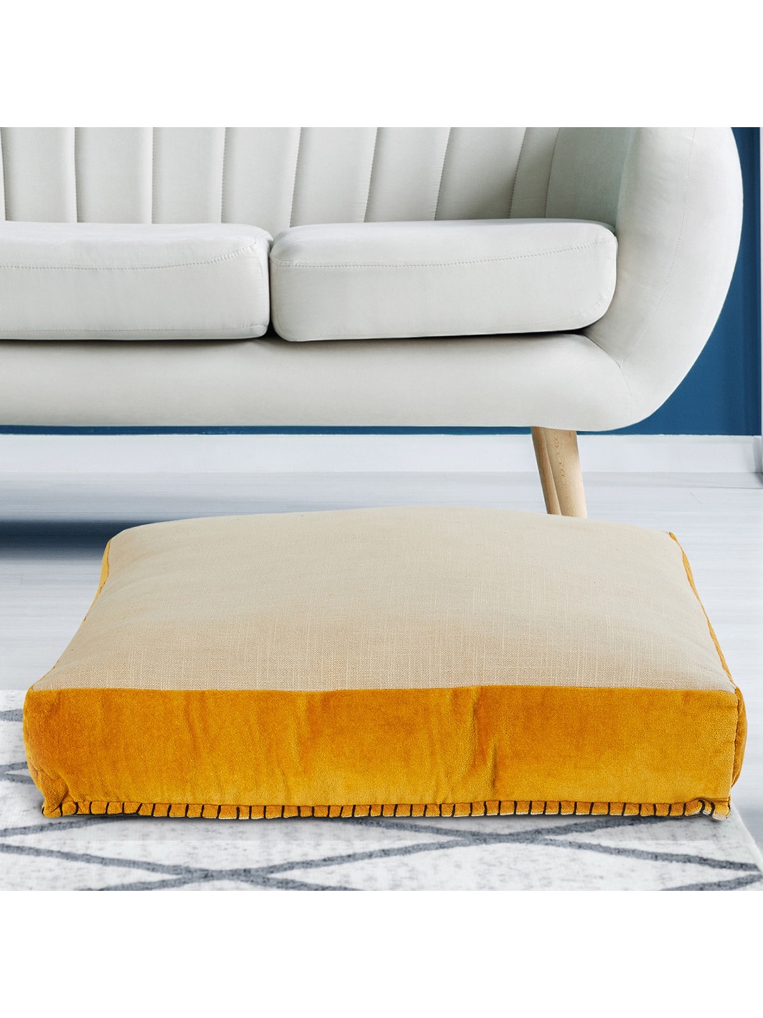

Home Centre Yellow & Beige Textured Mix And Match Box Cushion