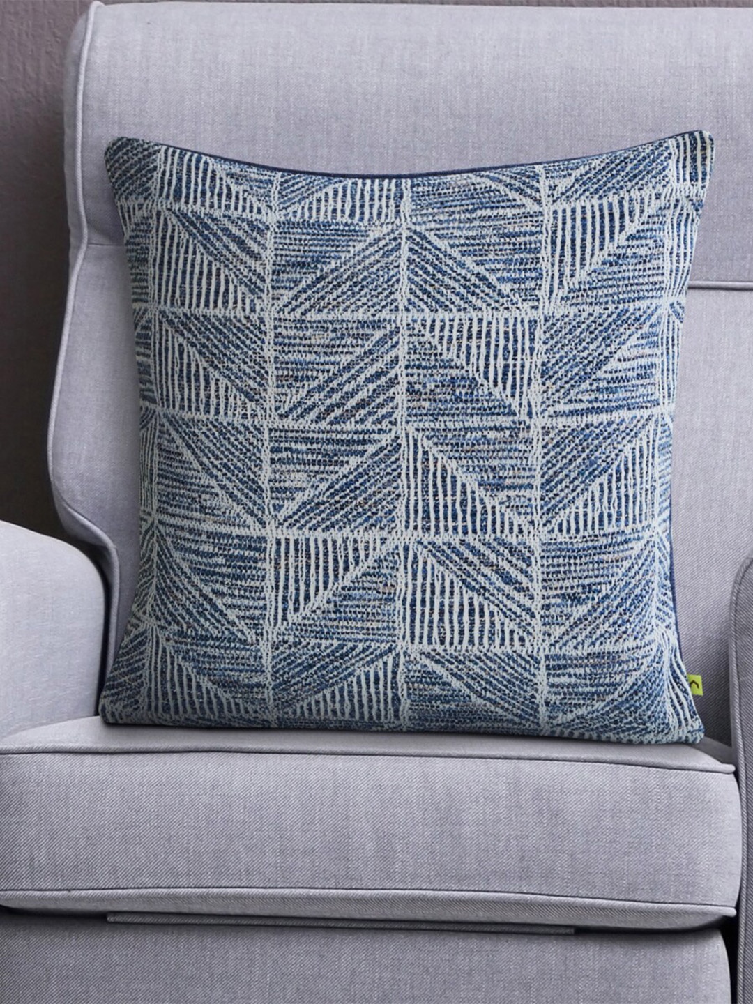 

Home Centre Blue & Off White Geometric Square Cushion Cover