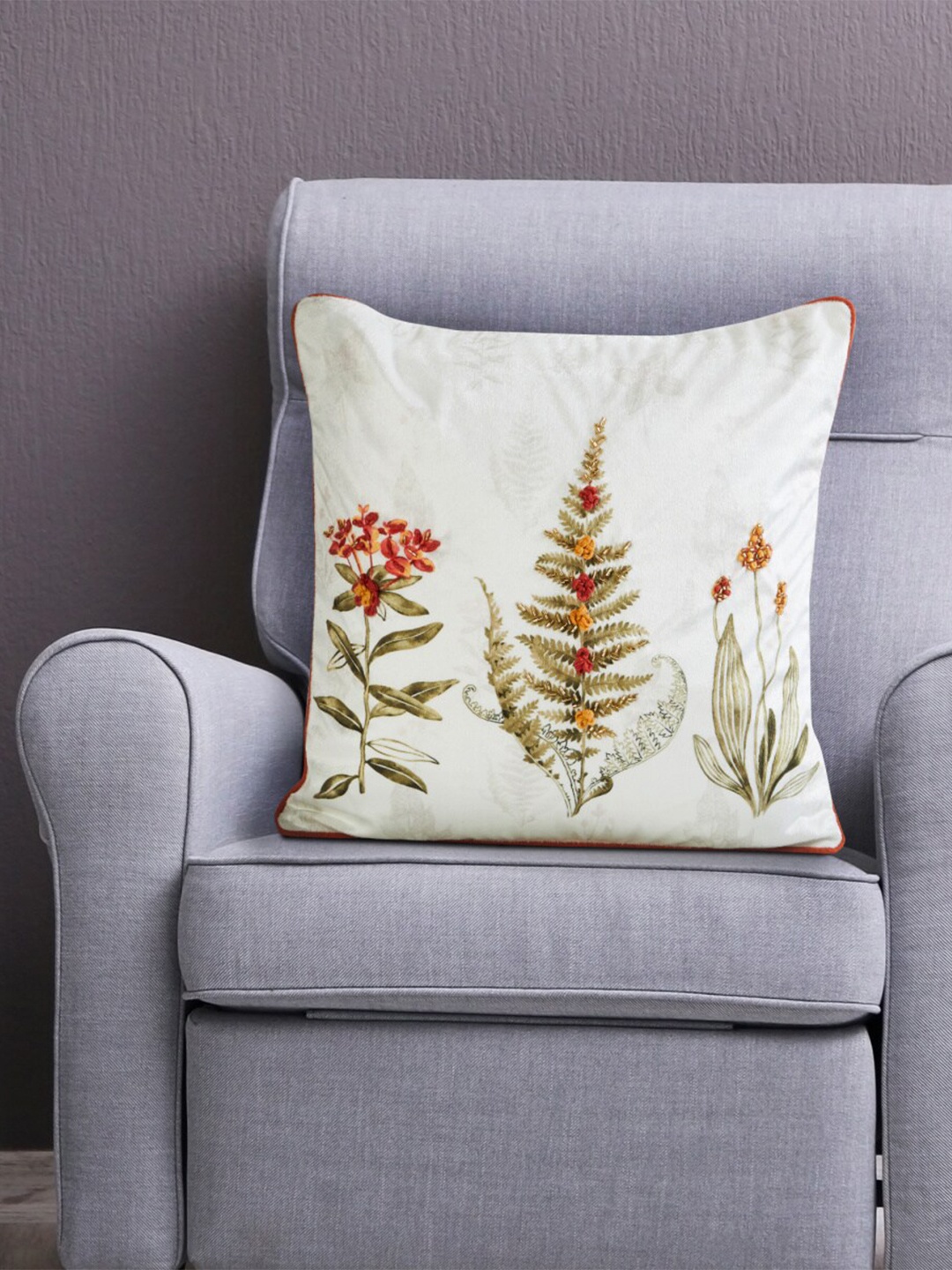 

Home Centre White & Green Floral Square Cushion Covers