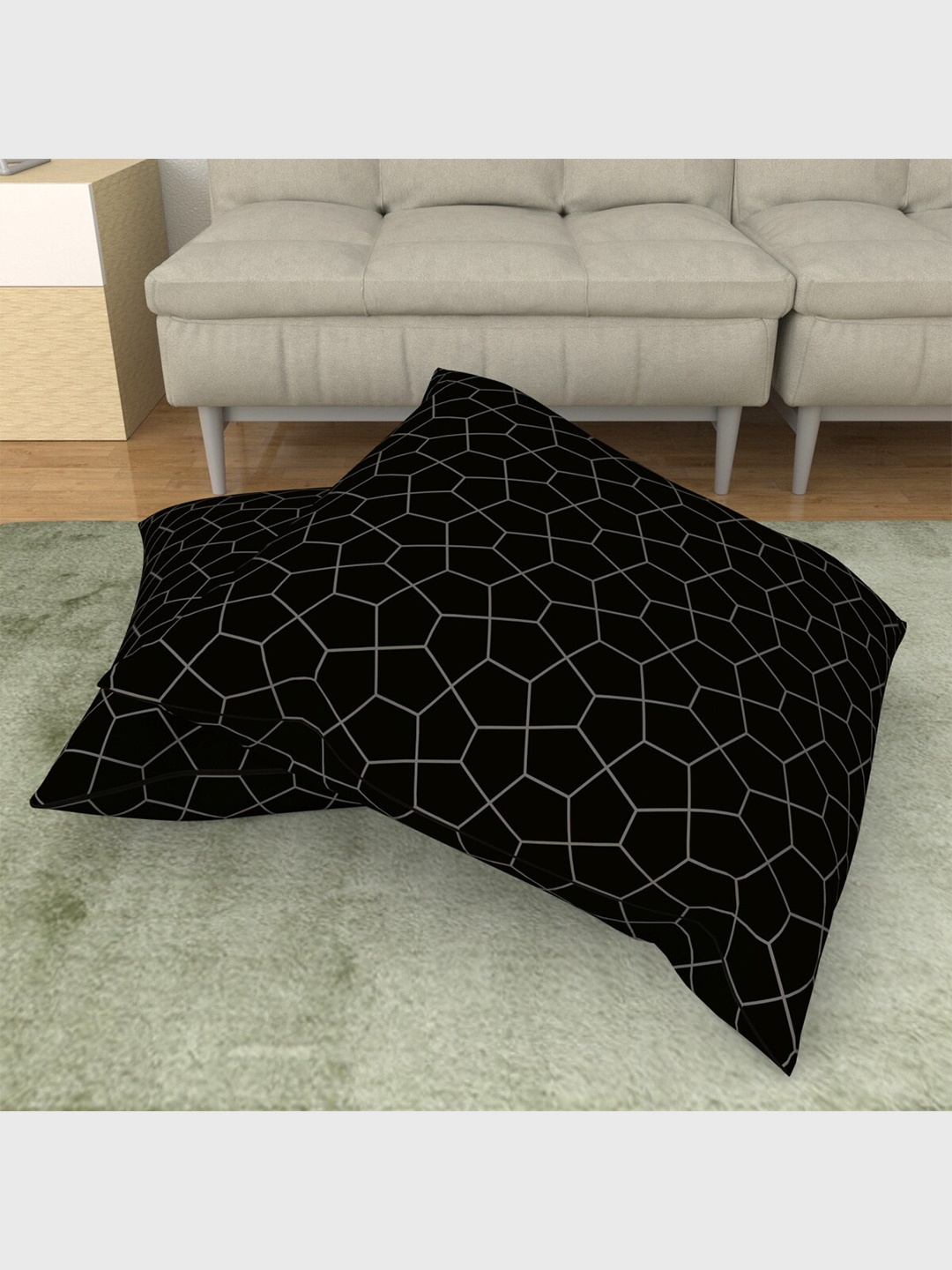 

Home Centre Black & Grey Set of 2 Geometric Square Cushion Covers