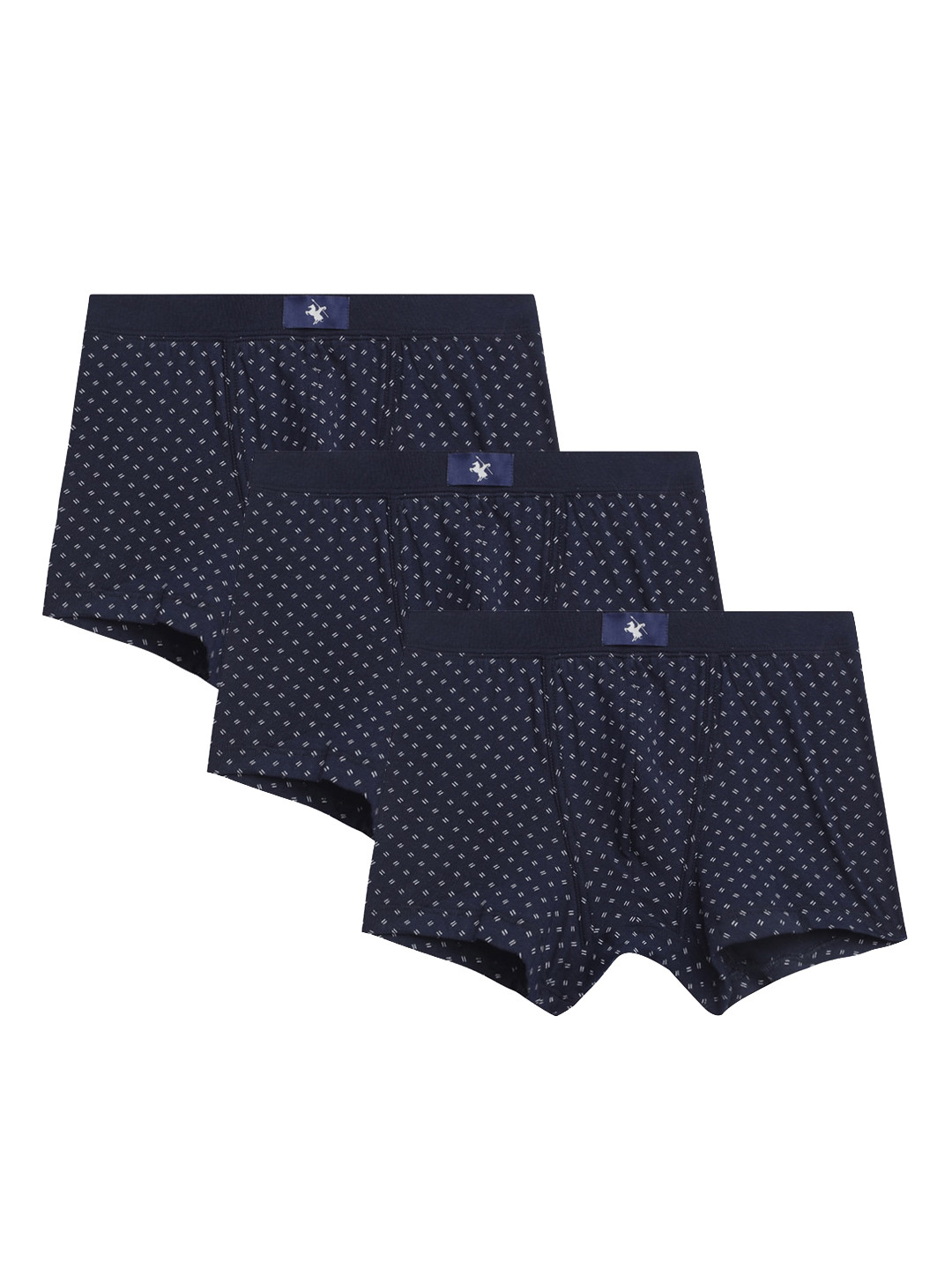 

Cantabil Men Pack of 3 Navy Blue Printed Cotton Trunks MBRF00003A-NAVY_P3
