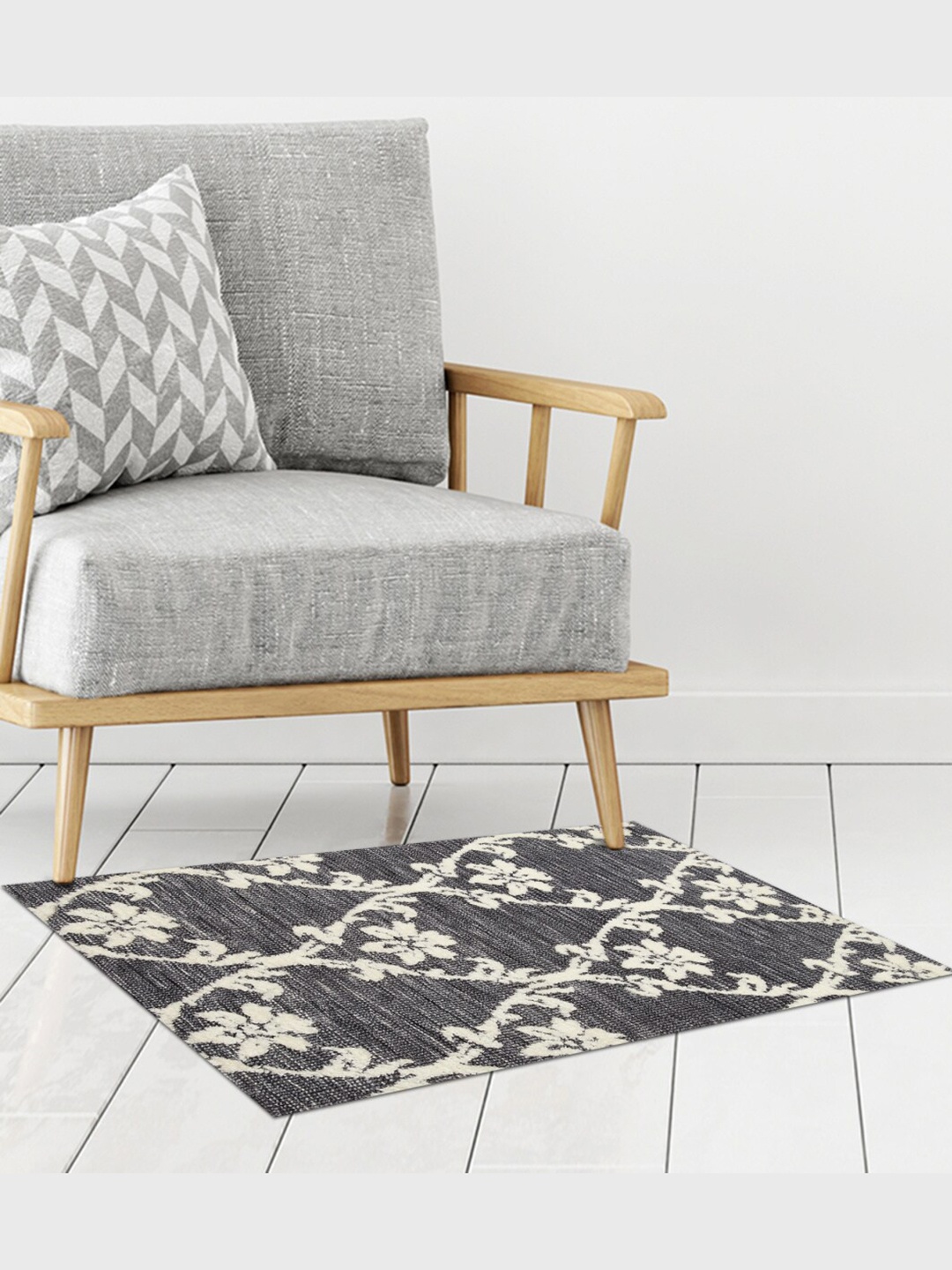 

Home Centre Grey Self Design Embroidered Doormats, Multi