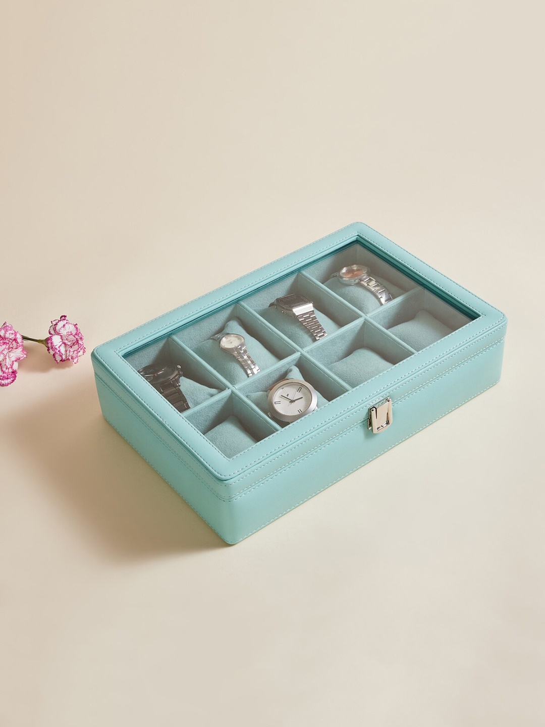 

Home Centre Teal Green Solid Regan Watch Organizer