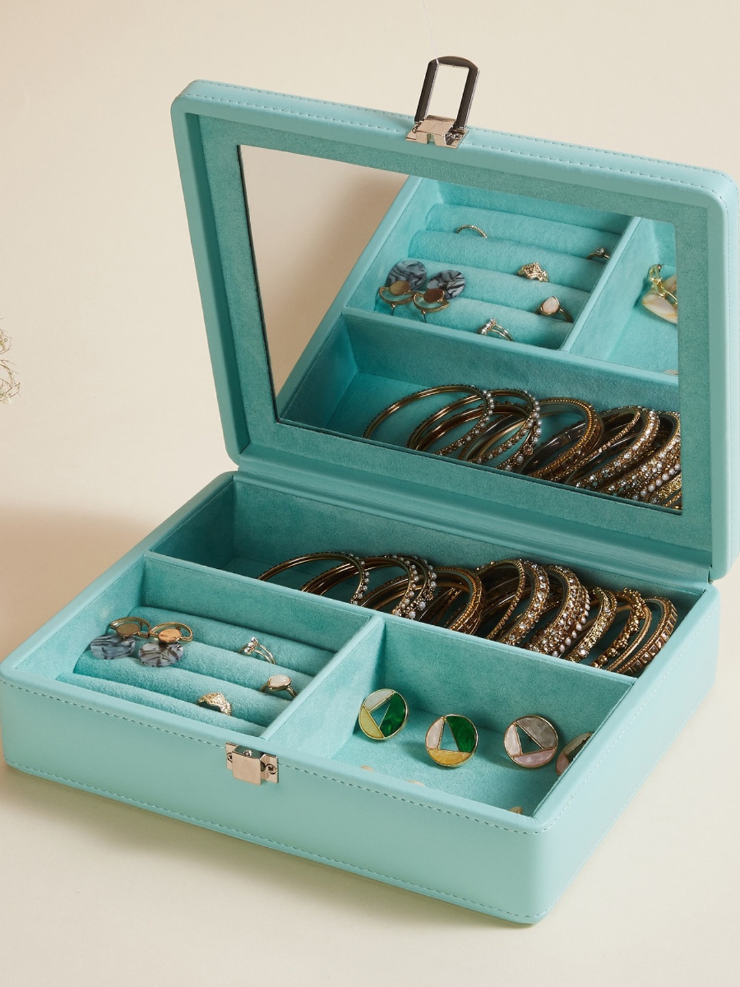 

Home Centre Regan Teal Solid Wooden Jewellery Box