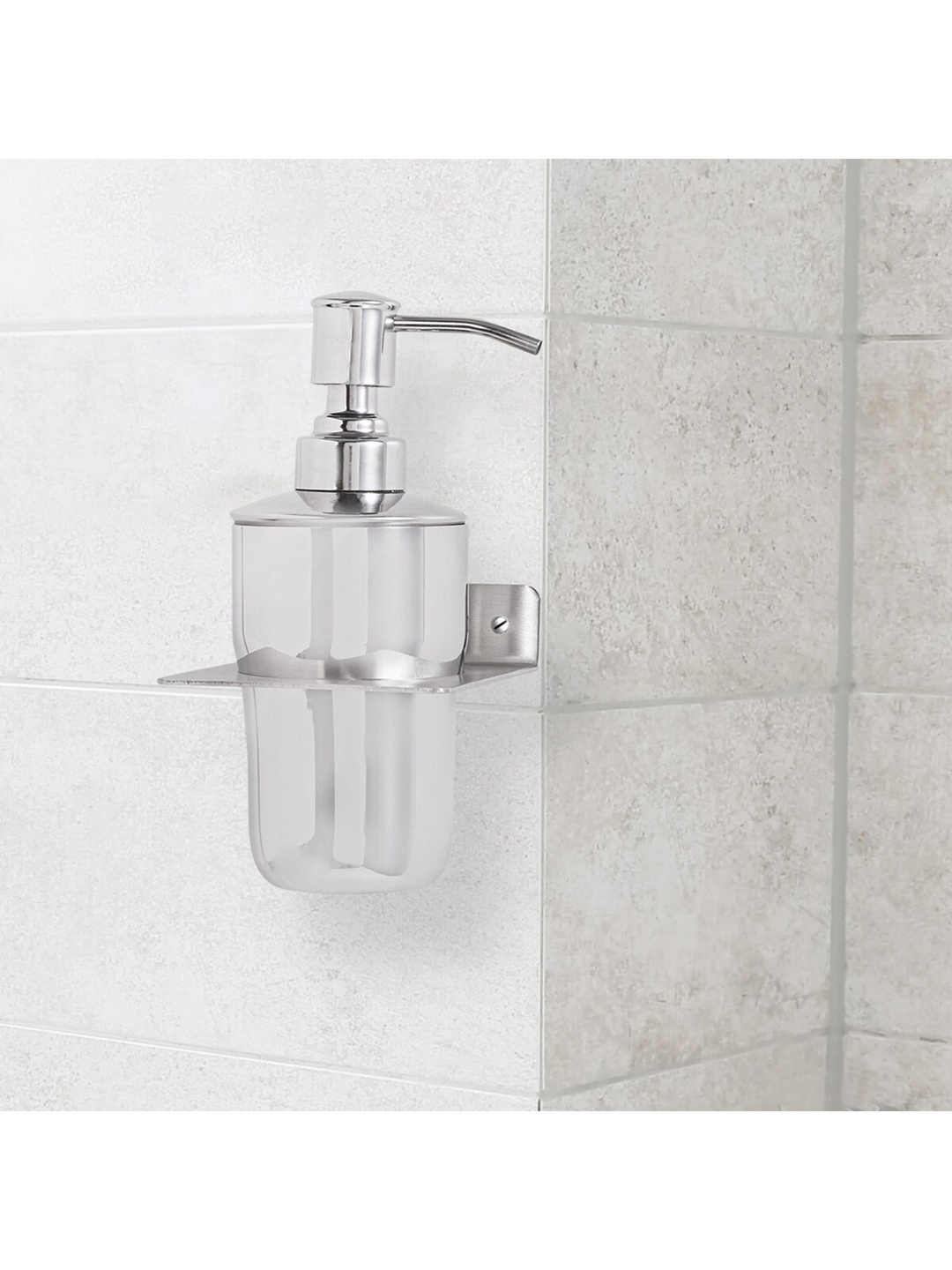 

Home Centre Silver-Toned Solid Glossy Soap Dispenser