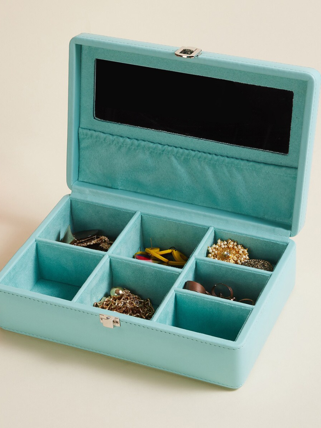 

Home Centre Teal Green Solid Jewellery Box with Lid