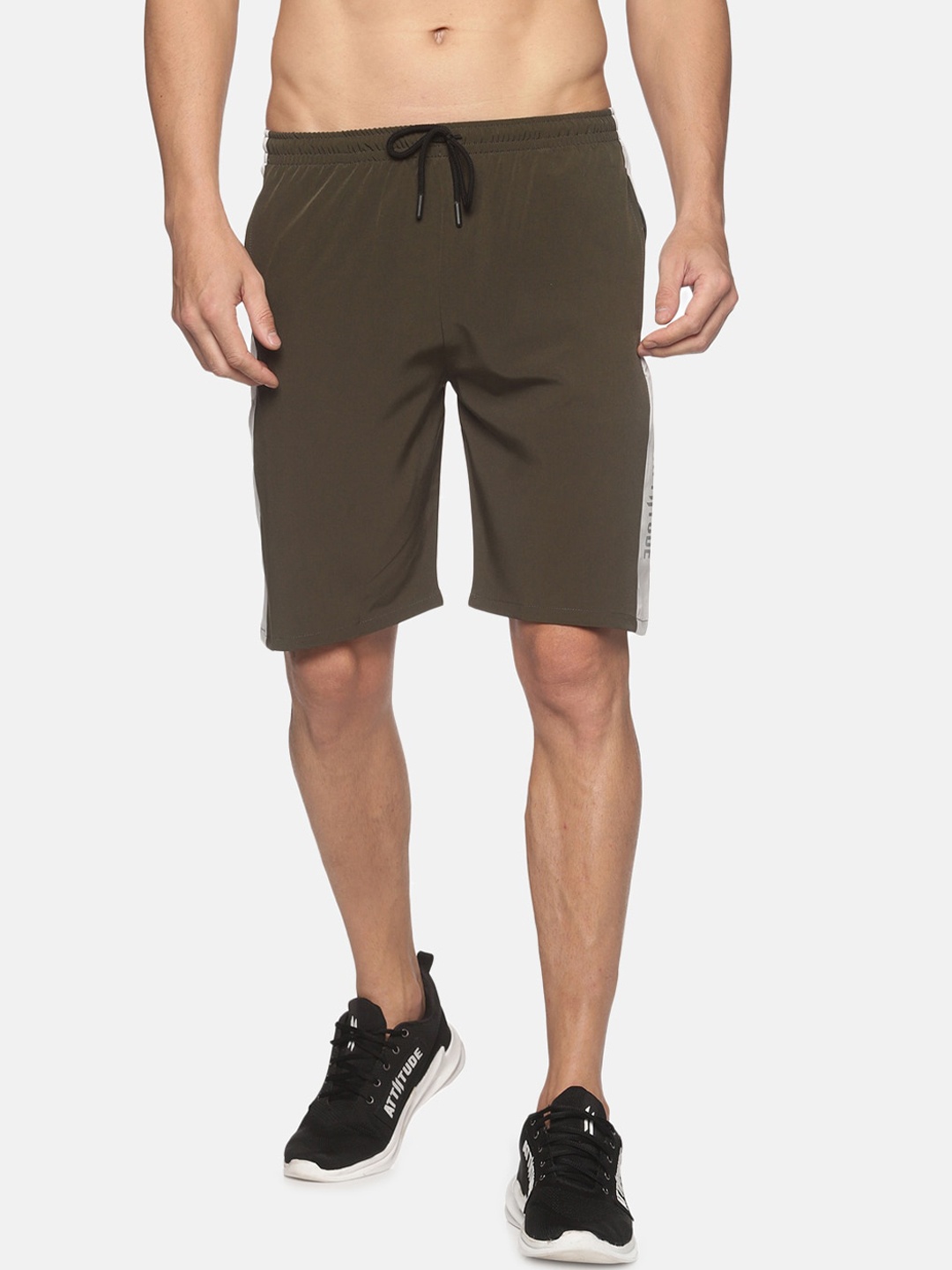 

ATTIITUDE Men Olive Green Low-Rise Slim Fit Sports Shorts