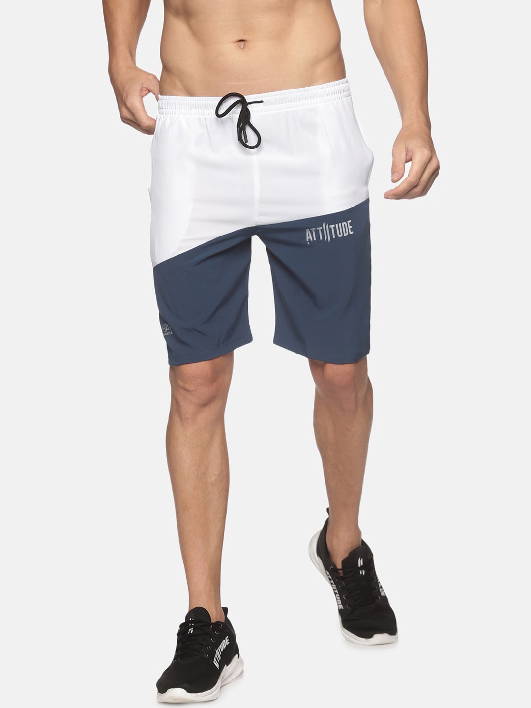 

ATTIITUDE Men White Colourblocked Slim Fit Low-Rise Sports Shorts