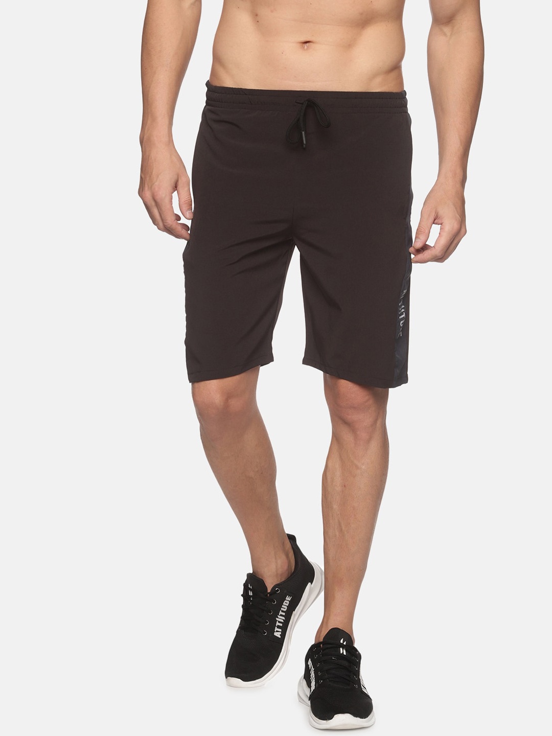 

ATTIITUDE Men Black Low-Rise Slim Fit Sports Shorts