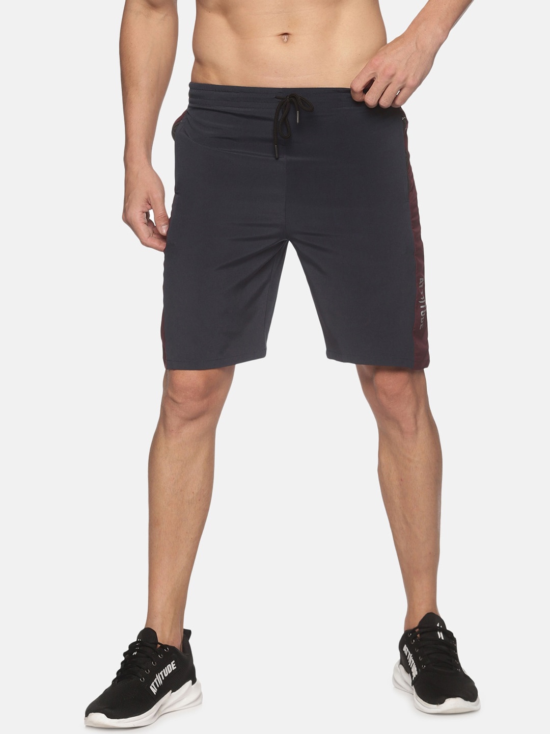 

ATTIITUDE Men Navy Blue Low-Rise Slim Fit Sports Shorts