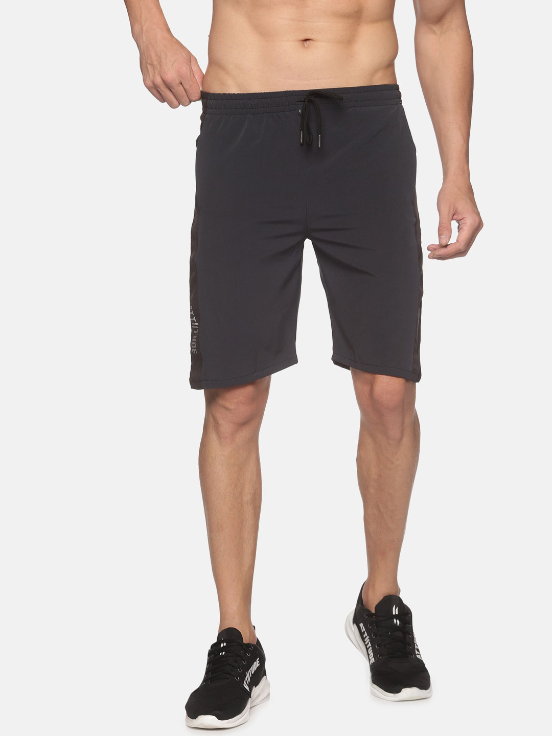 

ATTIITUDE Men Charcoal Low-Rise Slim Fit Sports Shorts