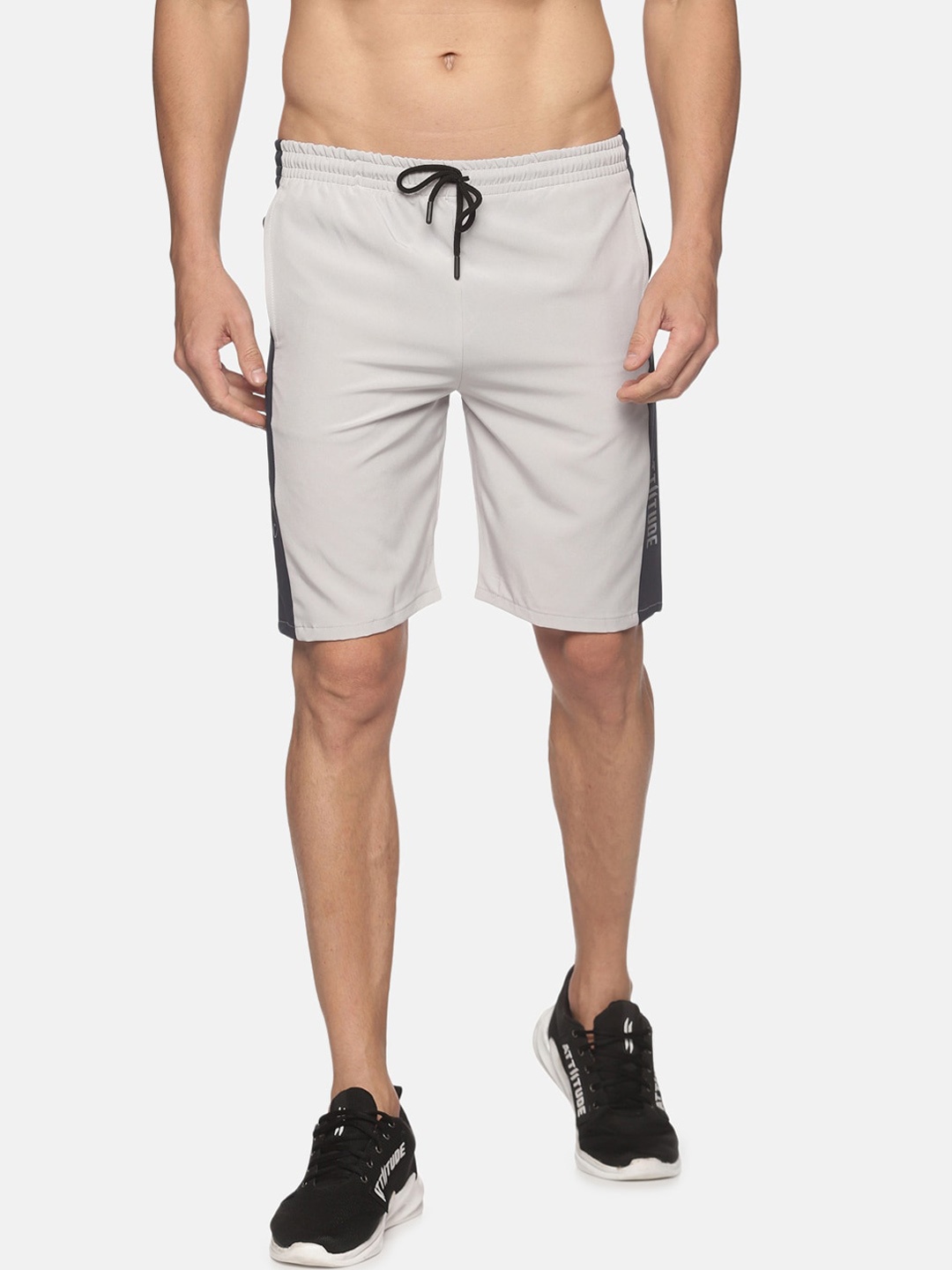 

ATTIITUDE Men Grey Low-Rise Slim Fit Sports Shorts