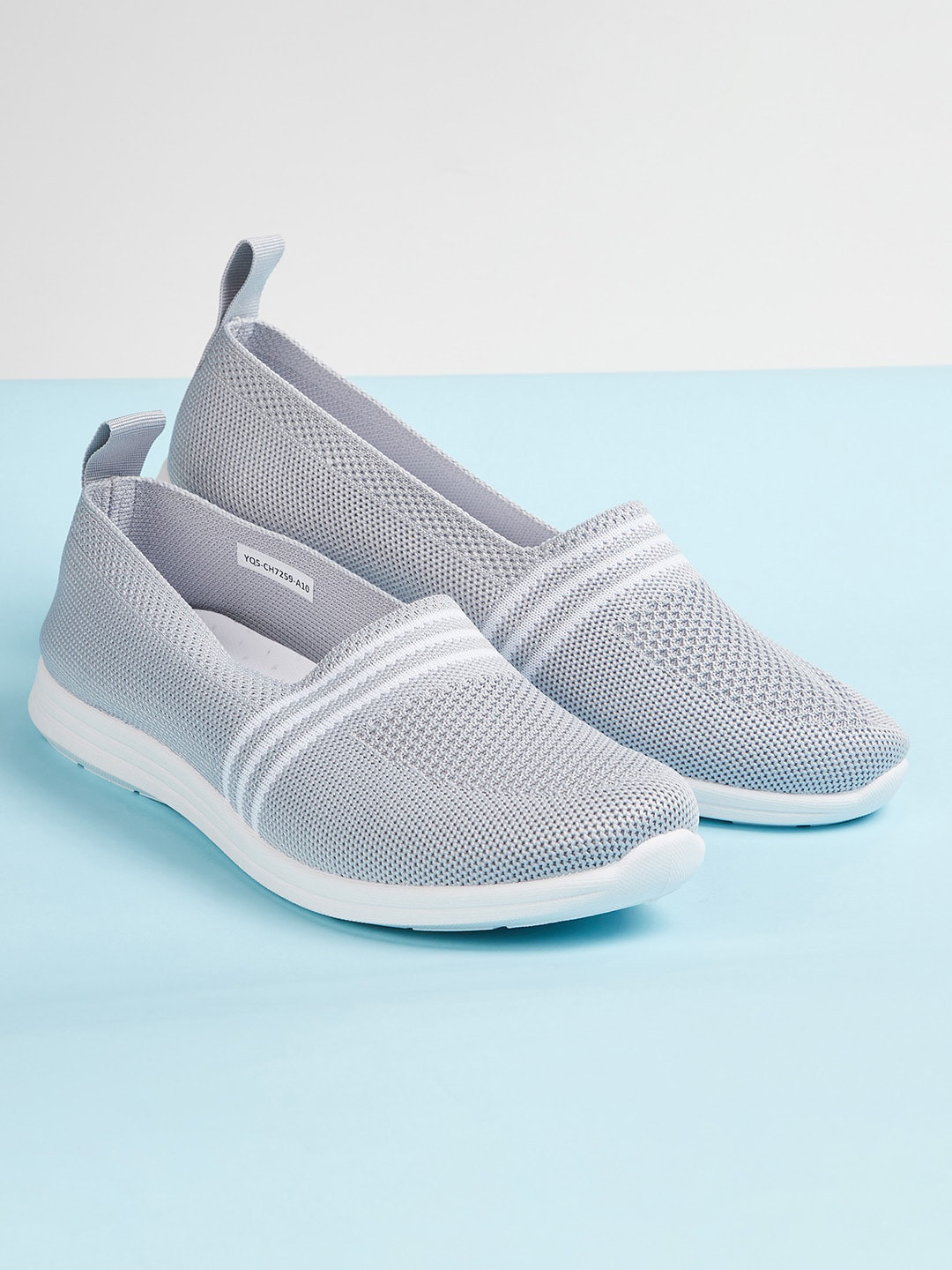 

Ginger by Lifestyle Women Grey Woven Design Slip-On Sneakers