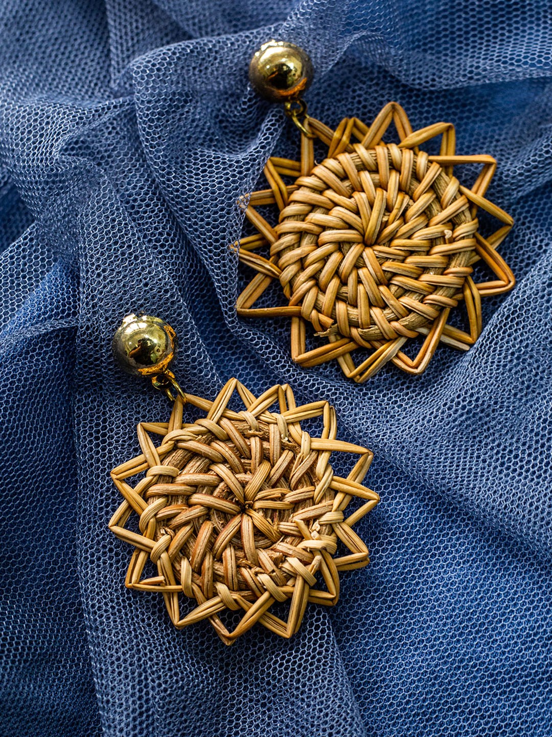 

Ishhaara Gold-Plated Coffee Brown Star Shaped Drop Earrings
