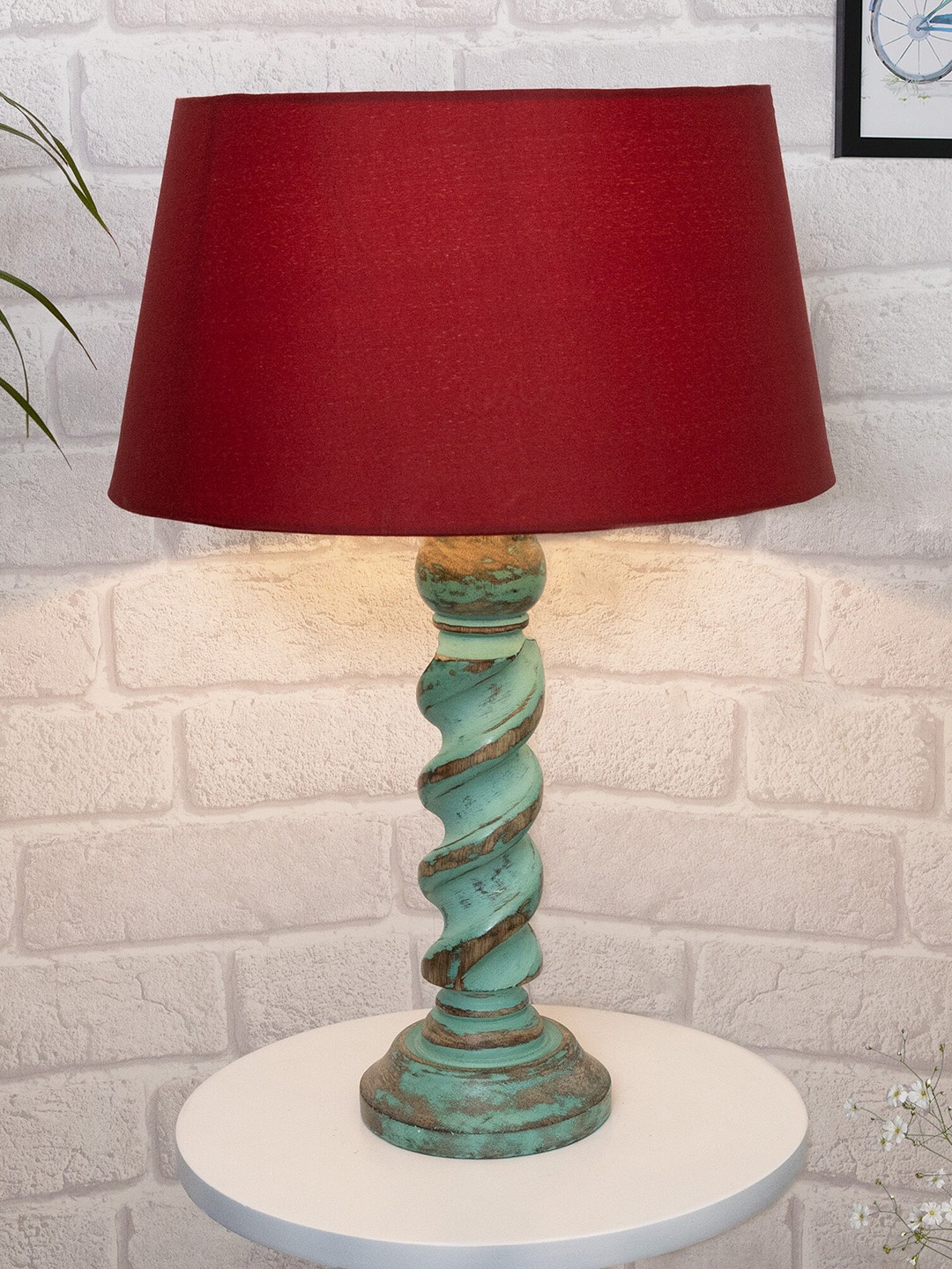 

Homesake Red Signature Rustic Rope Algae Table Lamp With Drum Shade