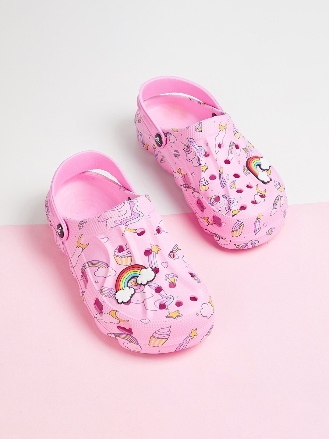 

Fame Forever by Lifestyle Girls Pink & White Printed Rubber Clogs