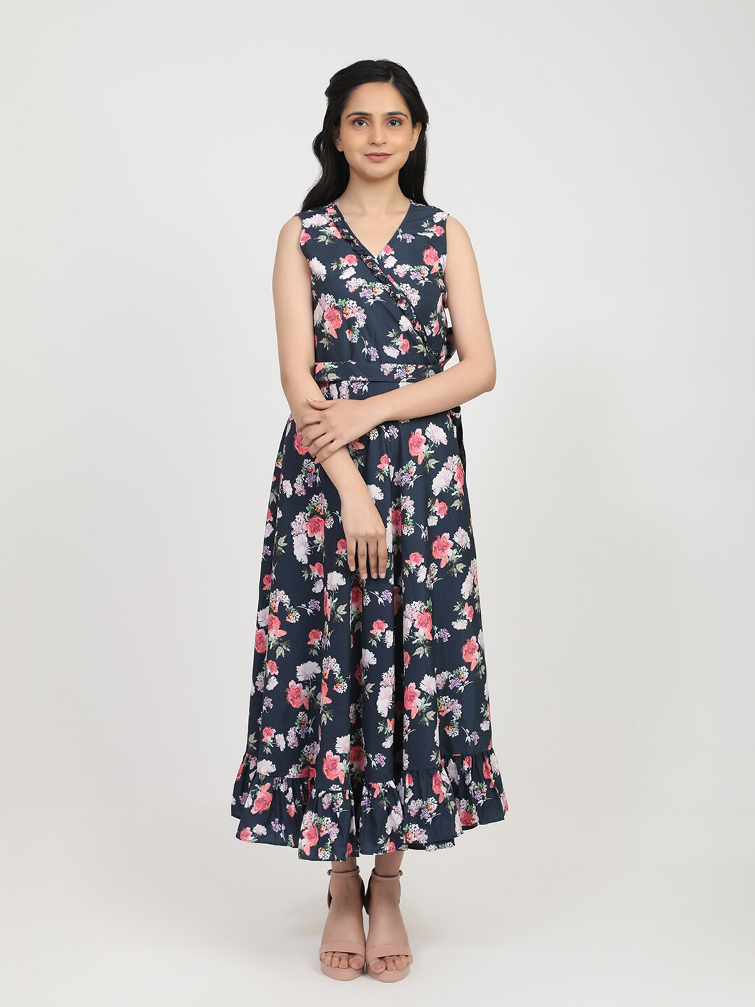 

Bhama Couture Floral Print Maxi Dress, Blue