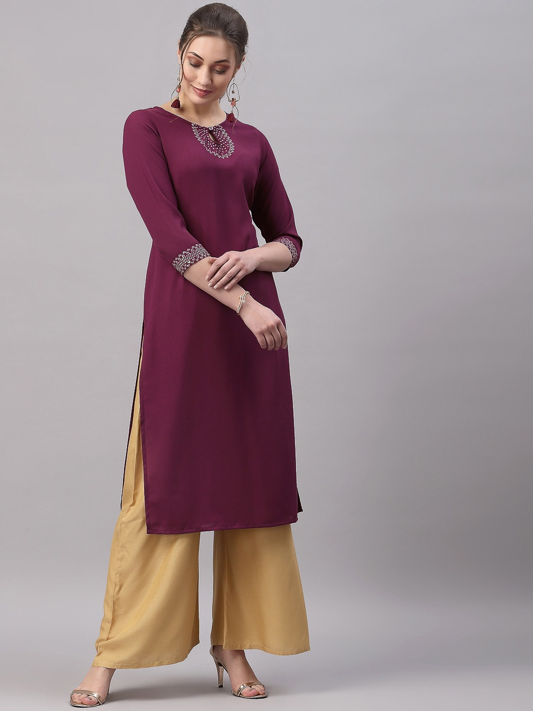 

KALINI Women Purple Yoke Design Kurta