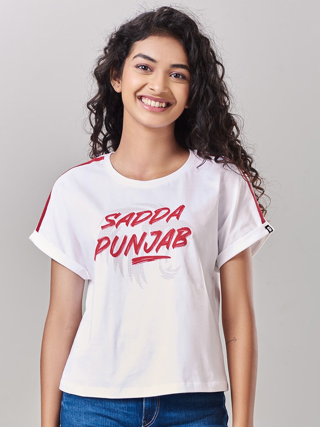 

The Souled Store Women White Typography Printed Loose T-shirt